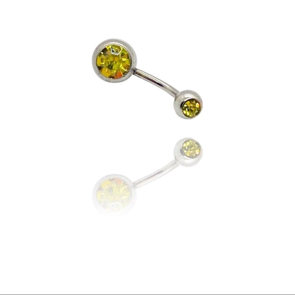Belly Ring CZ yellow topaz
